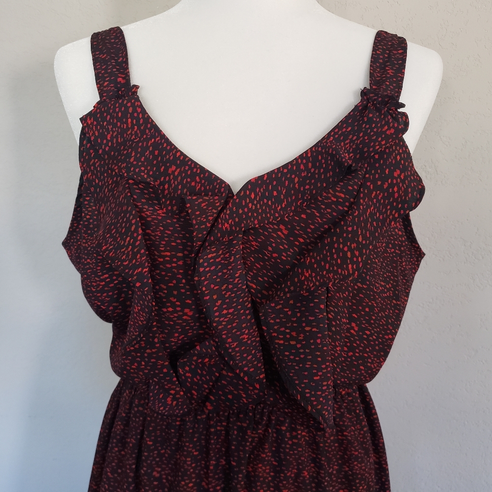 Red and Black Sleeveless Dress - Picture 3 of 7